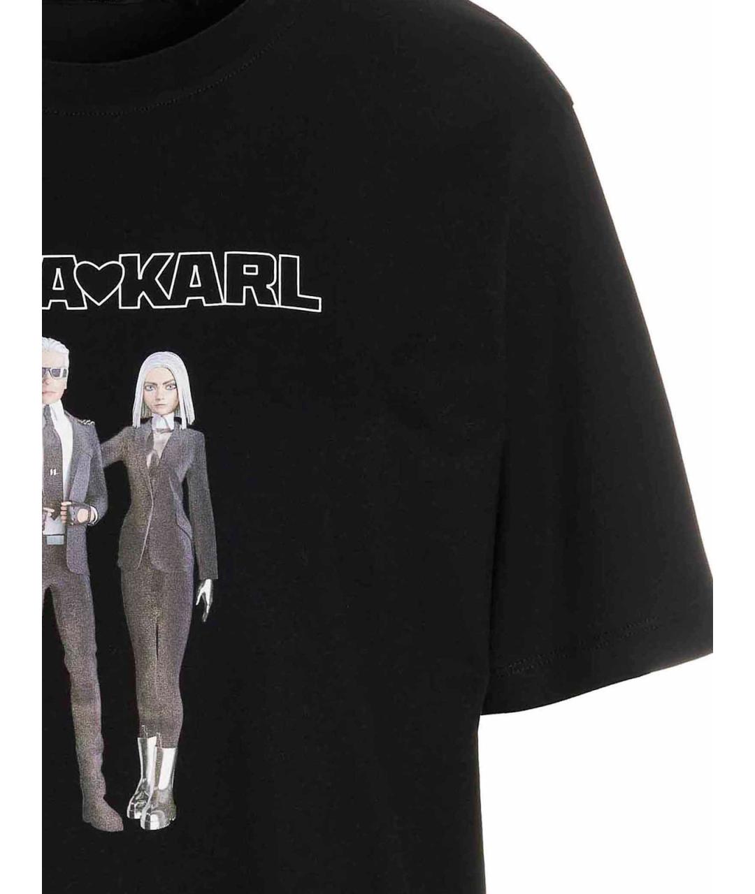 KARL LAGERFELD Черная хлопковая футболка, фото 3