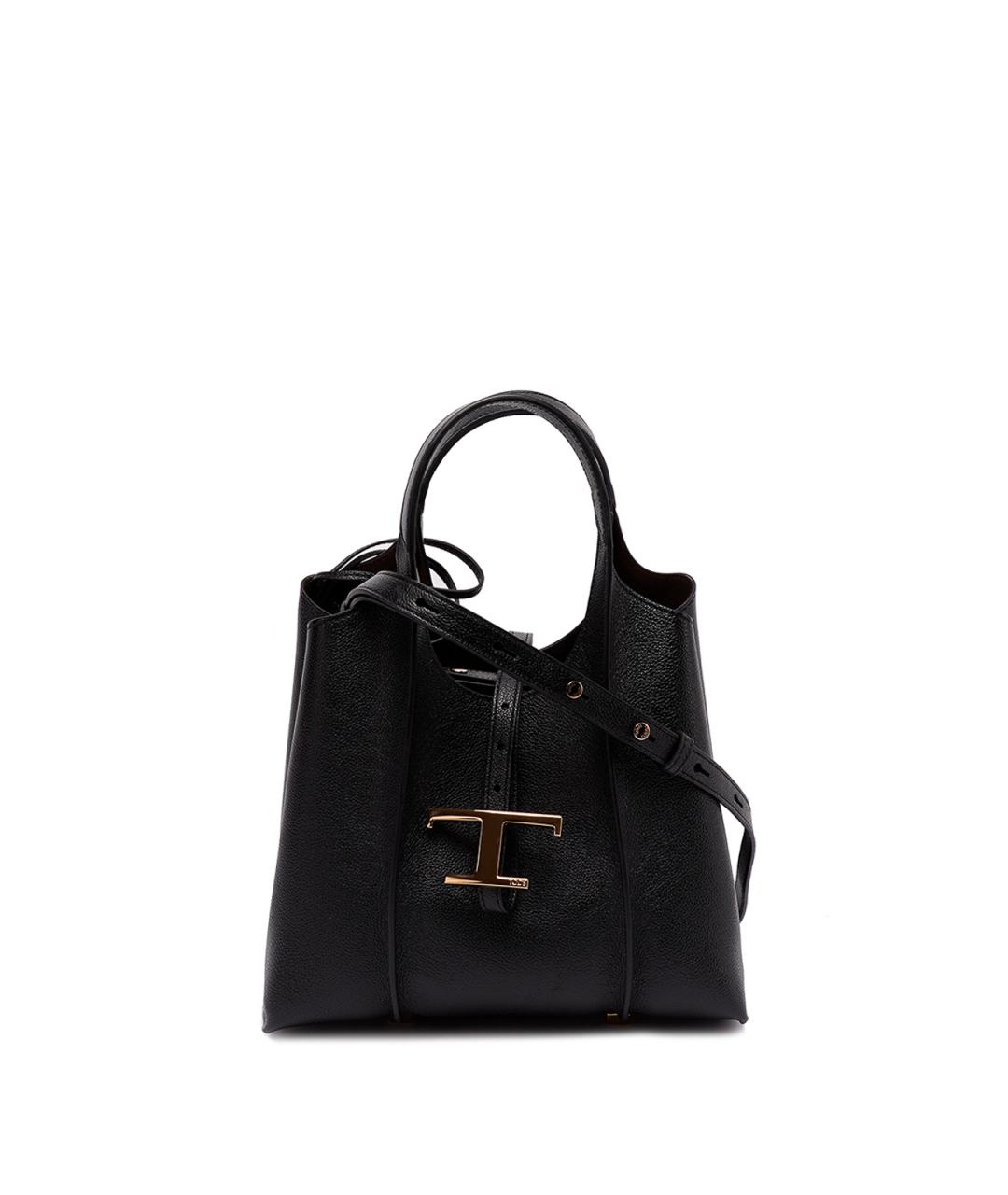TOD'S Черная кожаная сумка тоут, фото 1