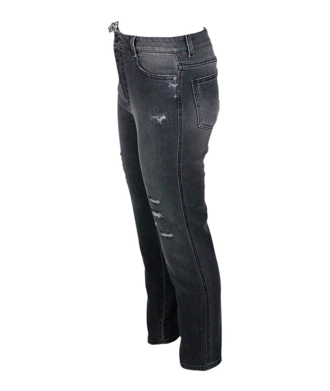 ERMANNO SCERVINO Черные хлопковые джинсы слим, фото 3