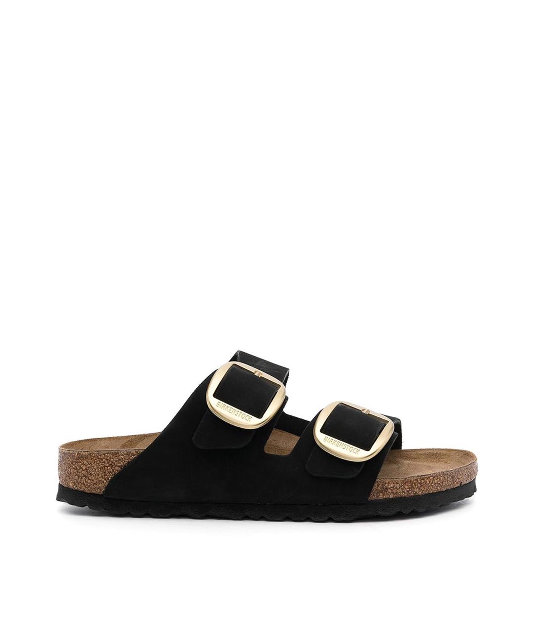 BIRKENSTOCK Черные кожаные шлепанцы, фото 1