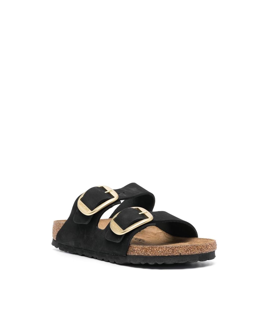BIRKENSTOCK Черные кожаные шлепанцы, фото 2