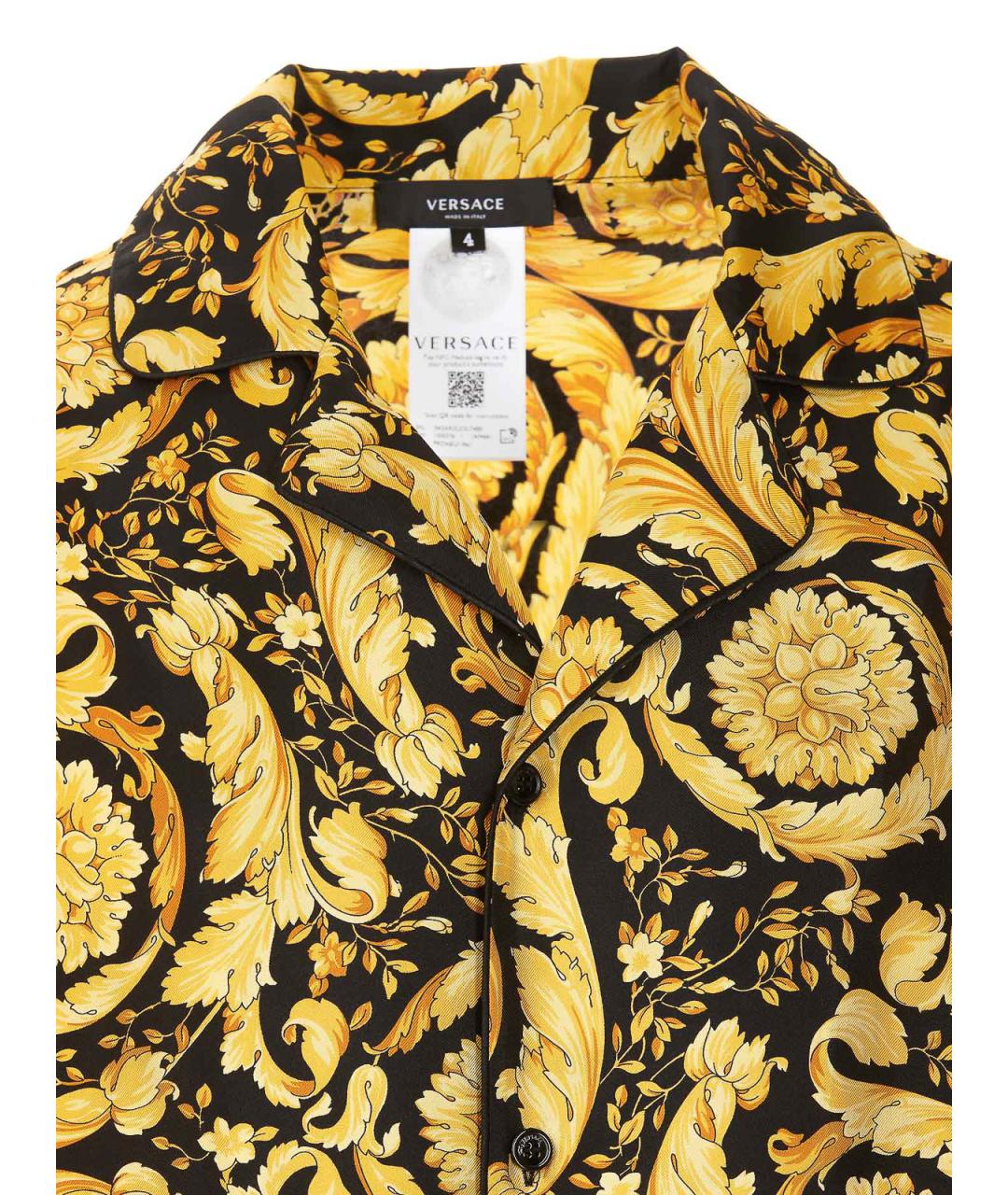 VERSACE Золотая шелковая кэжуал рубашка, фото 3