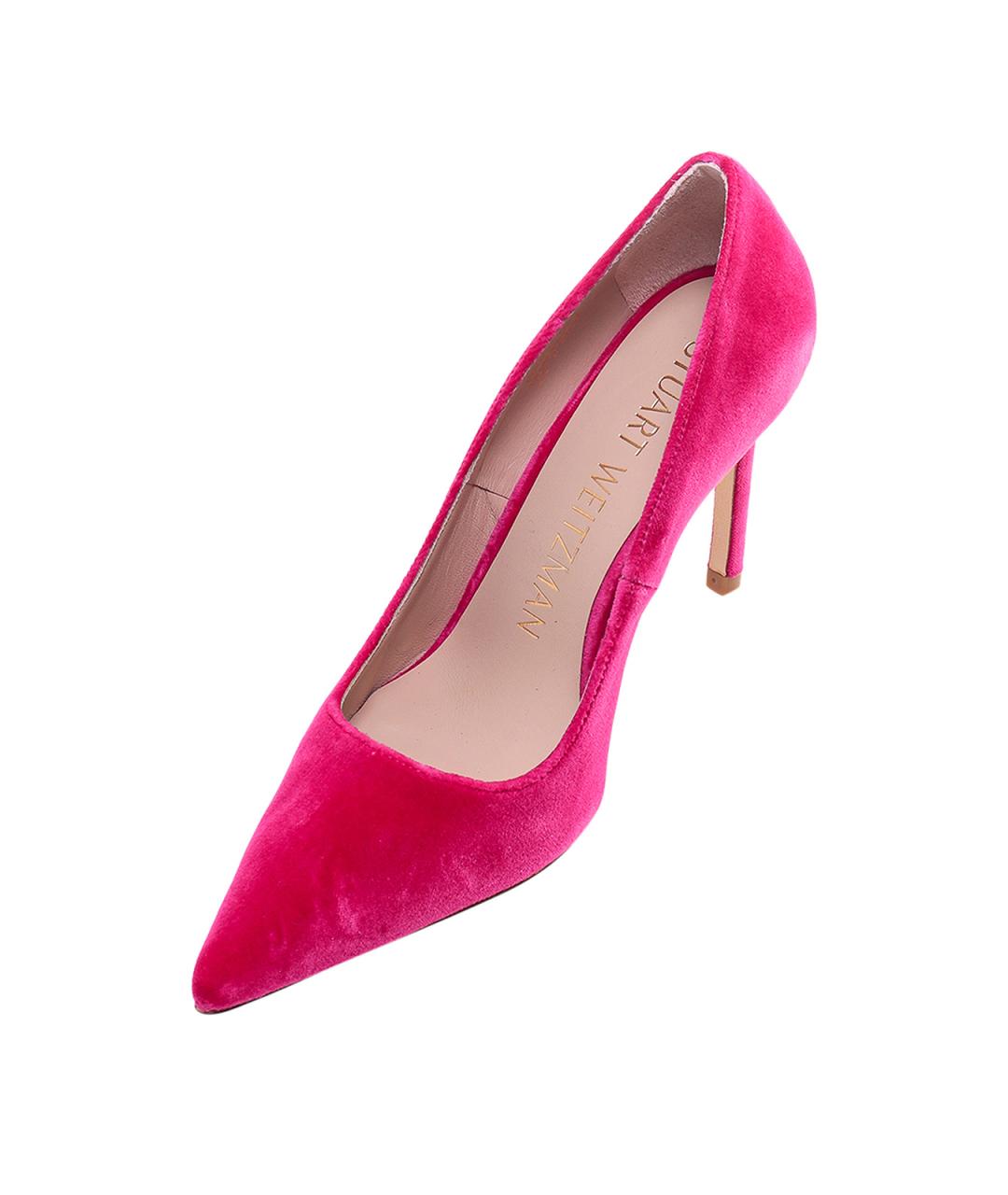 STUART WEITZMAN Фуксия бархатные туфли, фото 4