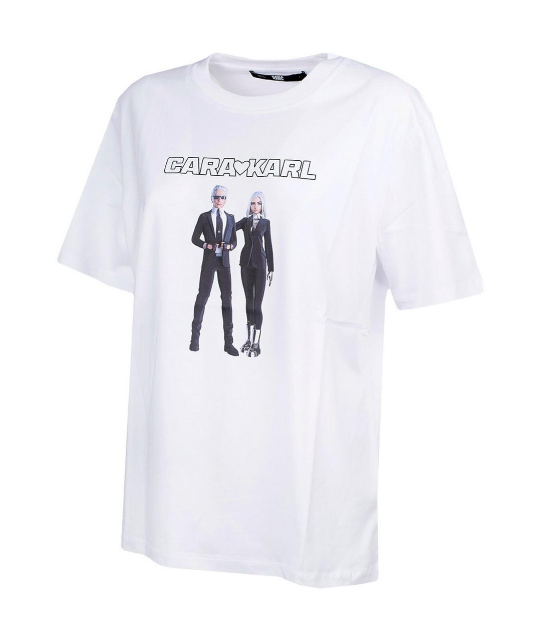 KARL LAGERFELD Белая хлопковая футболка, фото 3