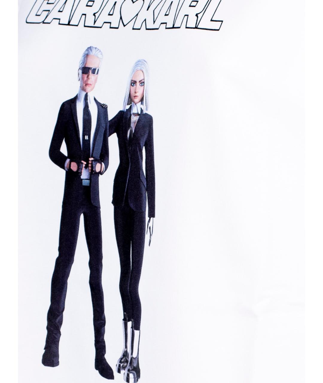 KARL LAGERFELD Белая хлопковая футболка, фото 4