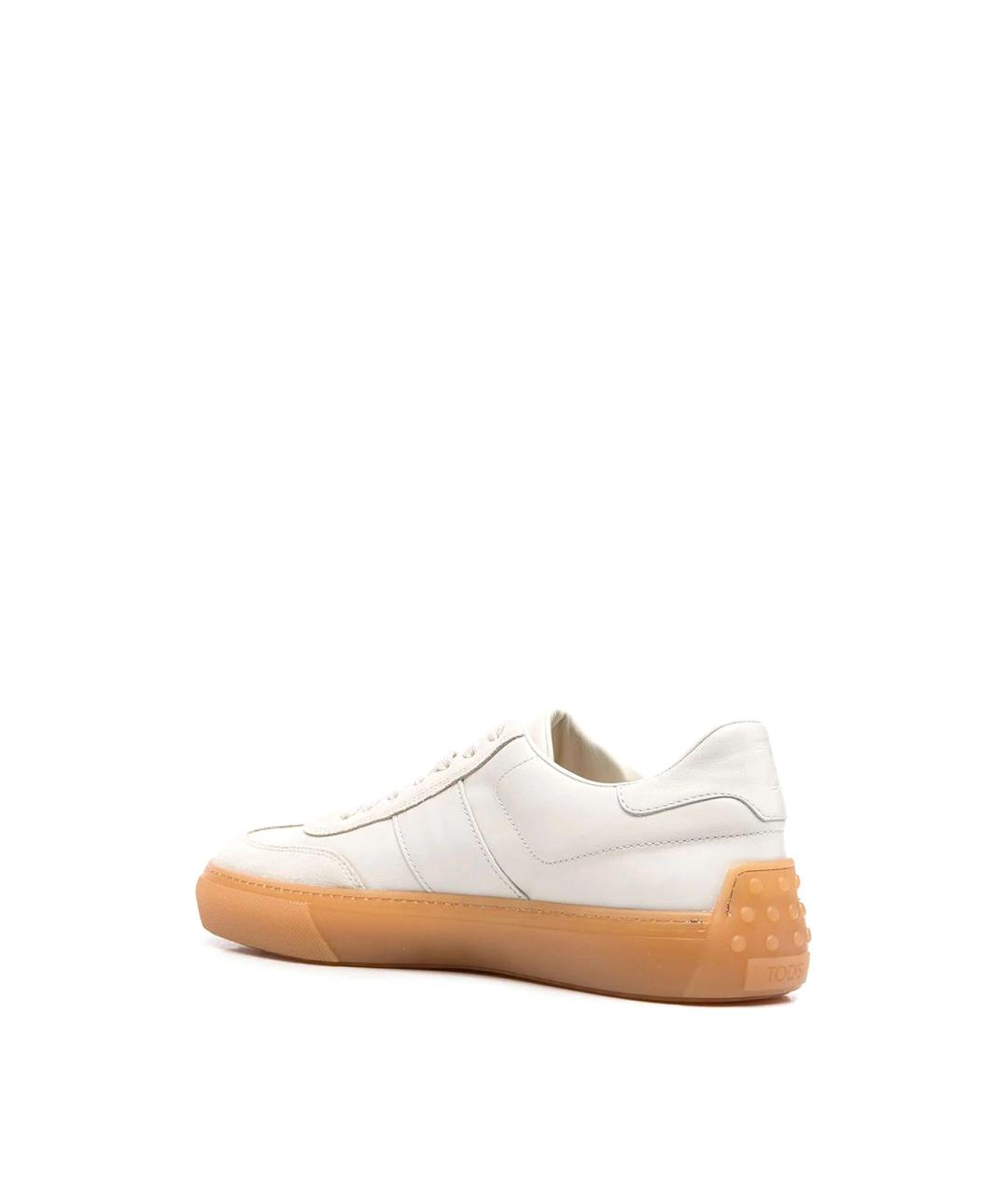 TOD'S Белые кожаные низкие кроссовки / кеды, фото 3