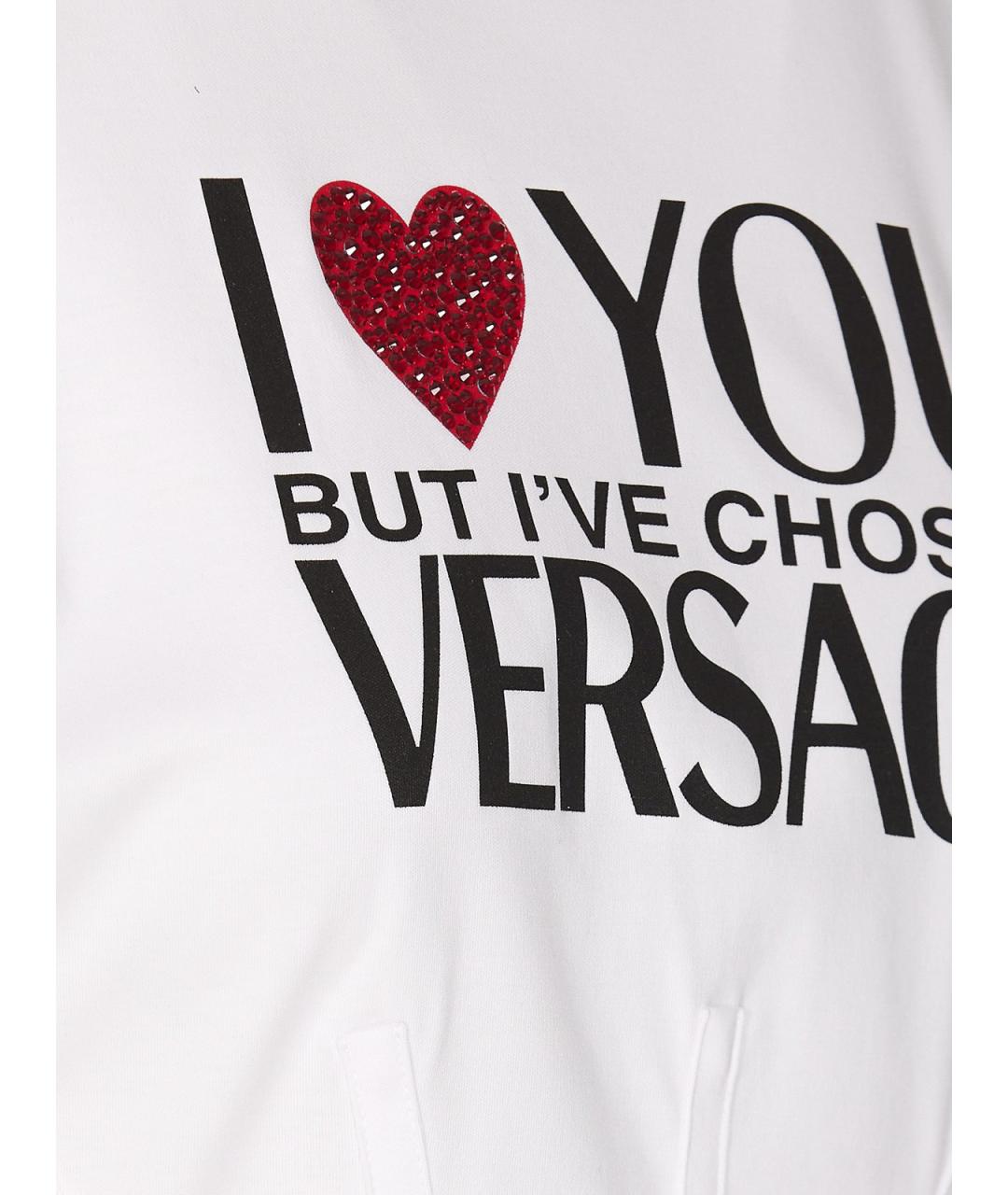 VERSACE Белая хлопковая футболка, фото 4