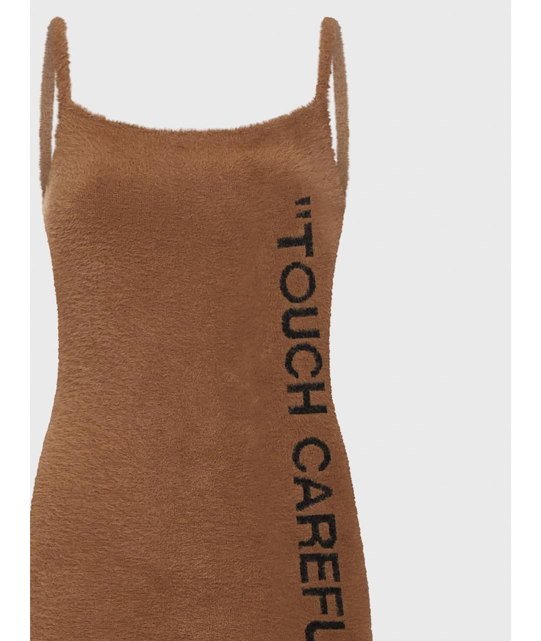 OFF-WHITE Бежевое шерстяное повседневное платье, фото 3