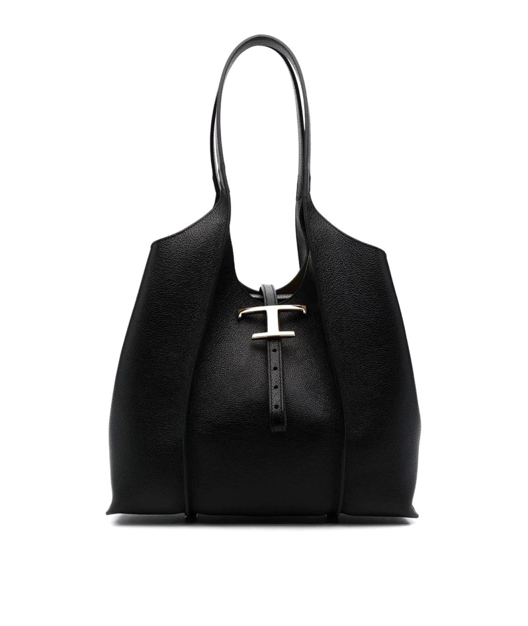 TOD'S Черная кожаная сумка тоут, фото 1
