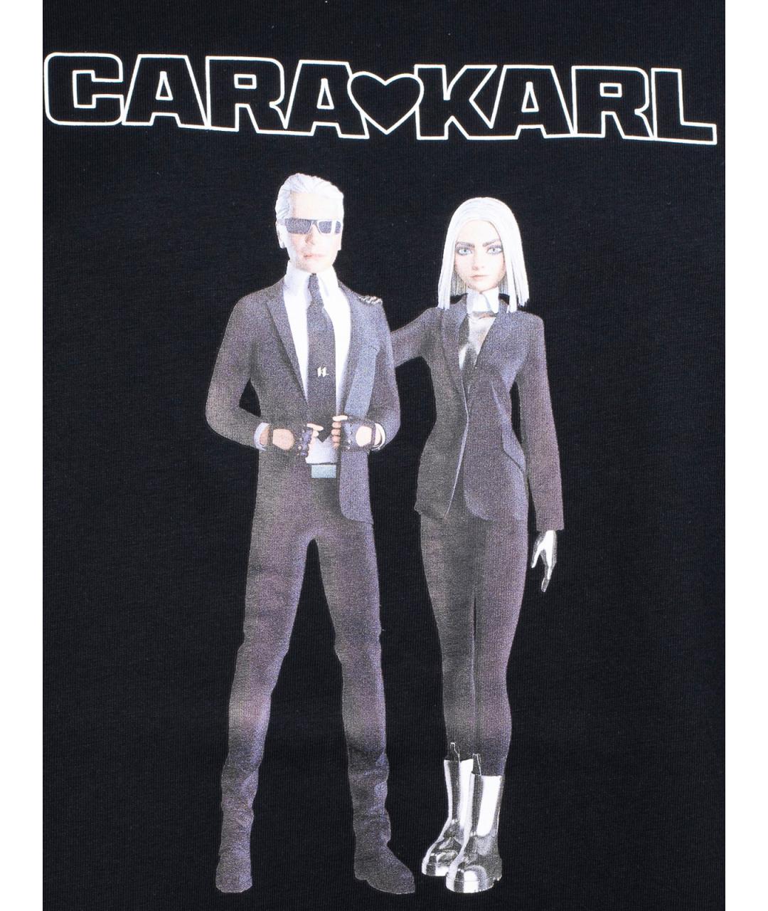 KARL LAGERFELD Черная хлопковая футболка, фото 4