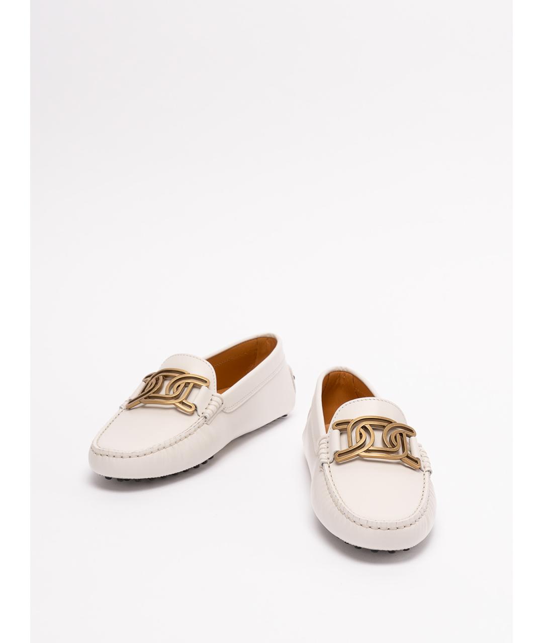 TOD'S Белые кожаные лоферы, фото 2
