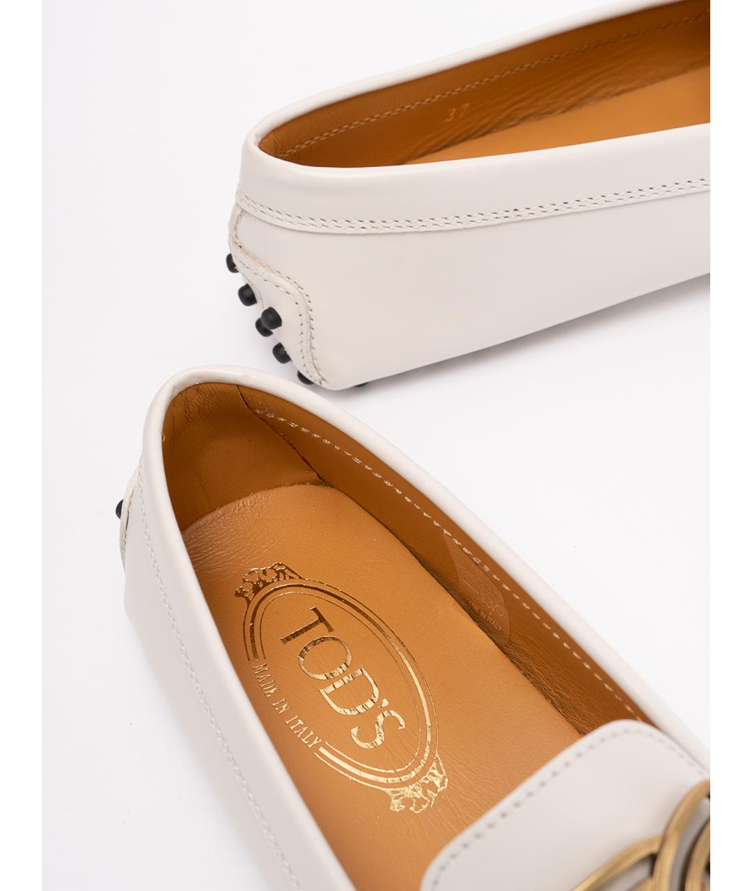 TOD'S Белые кожаные лоферы, фото 4