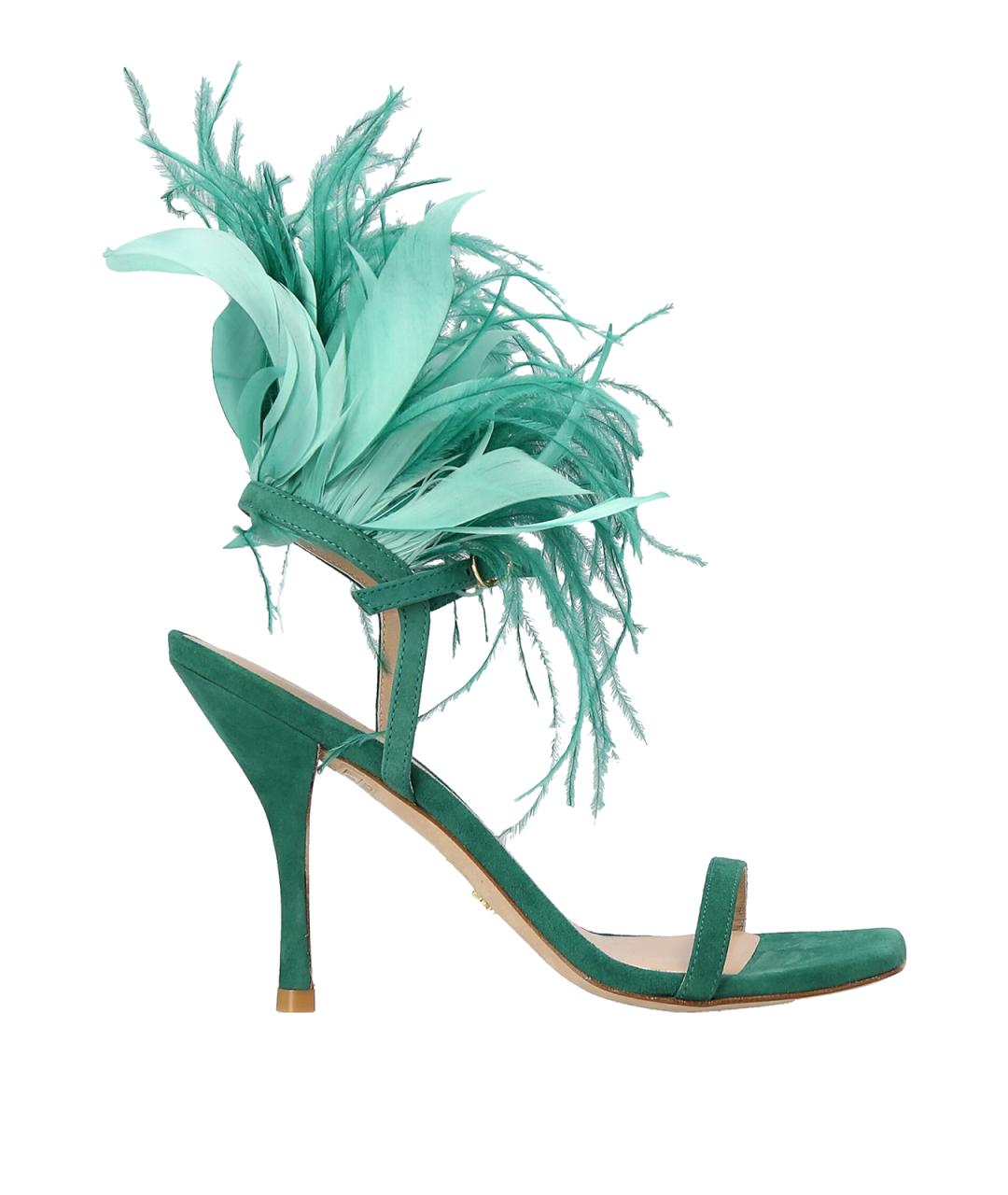 STUART WEITZMAN Зеленые замшевые босоножки, фото 1