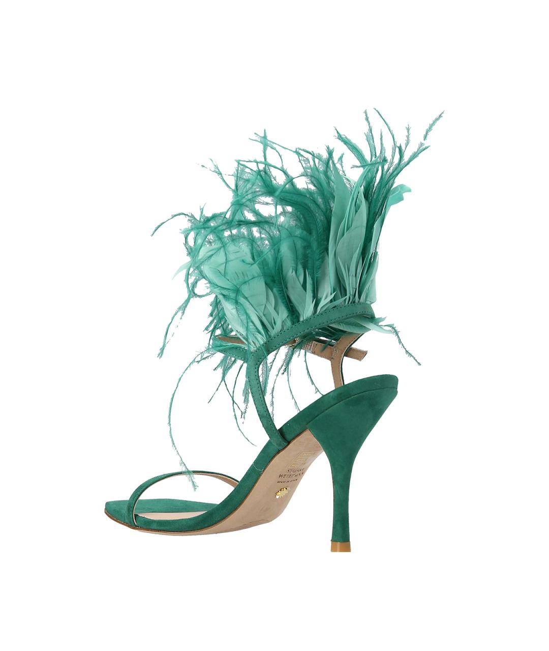 STUART WEITZMAN Зеленые замшевые босоножки, фото 2