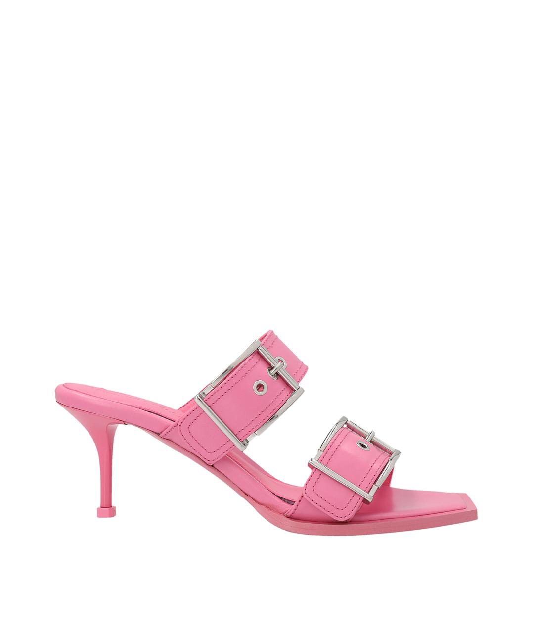 ALEXANDER MCQUEEN Розовые кожаные босоножки, фото 1