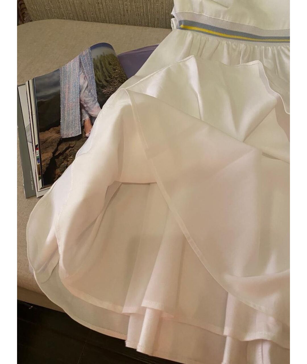BLUGIRL Белое хлопко-эластановое повседневное платье, фото 7