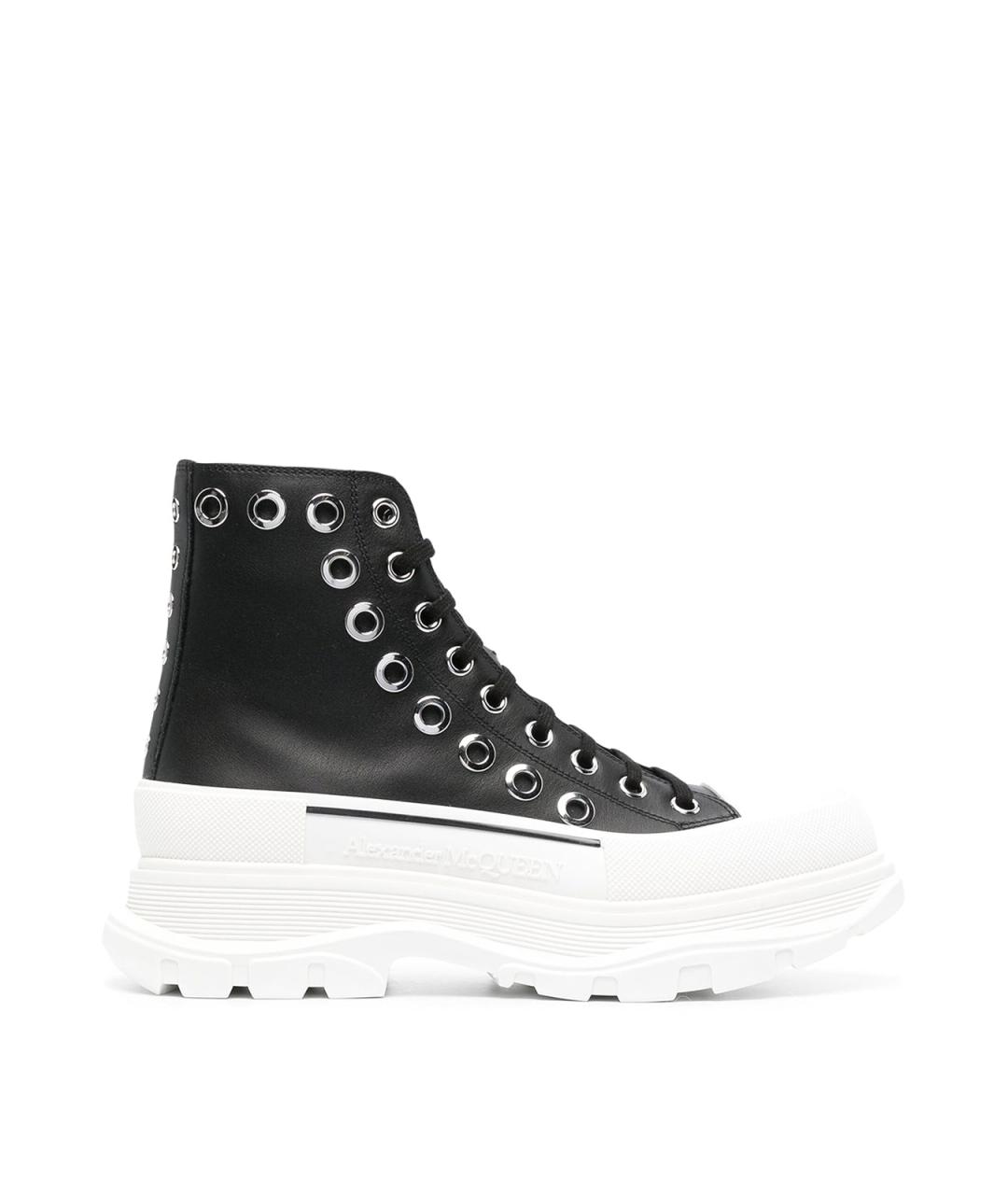 ALEXANDER MCQUEEN Черные кожаные высокие кроссовки / кеды, фото 1