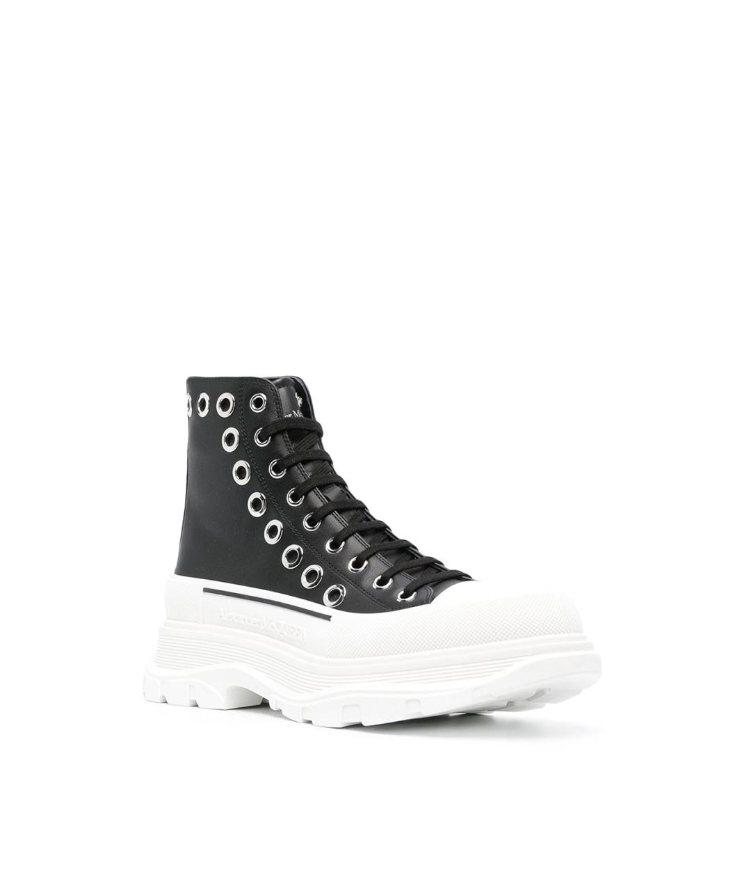 ALEXANDER MCQUEEN Черные кожаные высокие кроссовки / кеды, фото 2