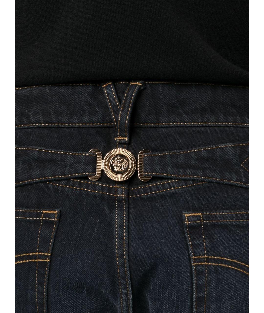 VERSACE Темно-синие хлопковые прямые джинсы, фото 5