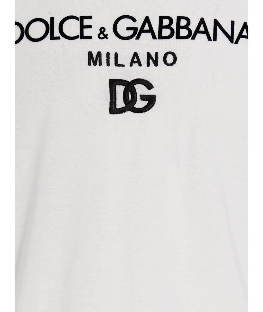 DOLCE&GABBANA Белая хлопковая футболка, фото 4