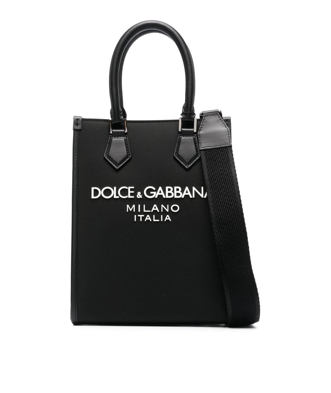 DOLCE&GABBANA Черная кожаная сумка тоут, фото 1