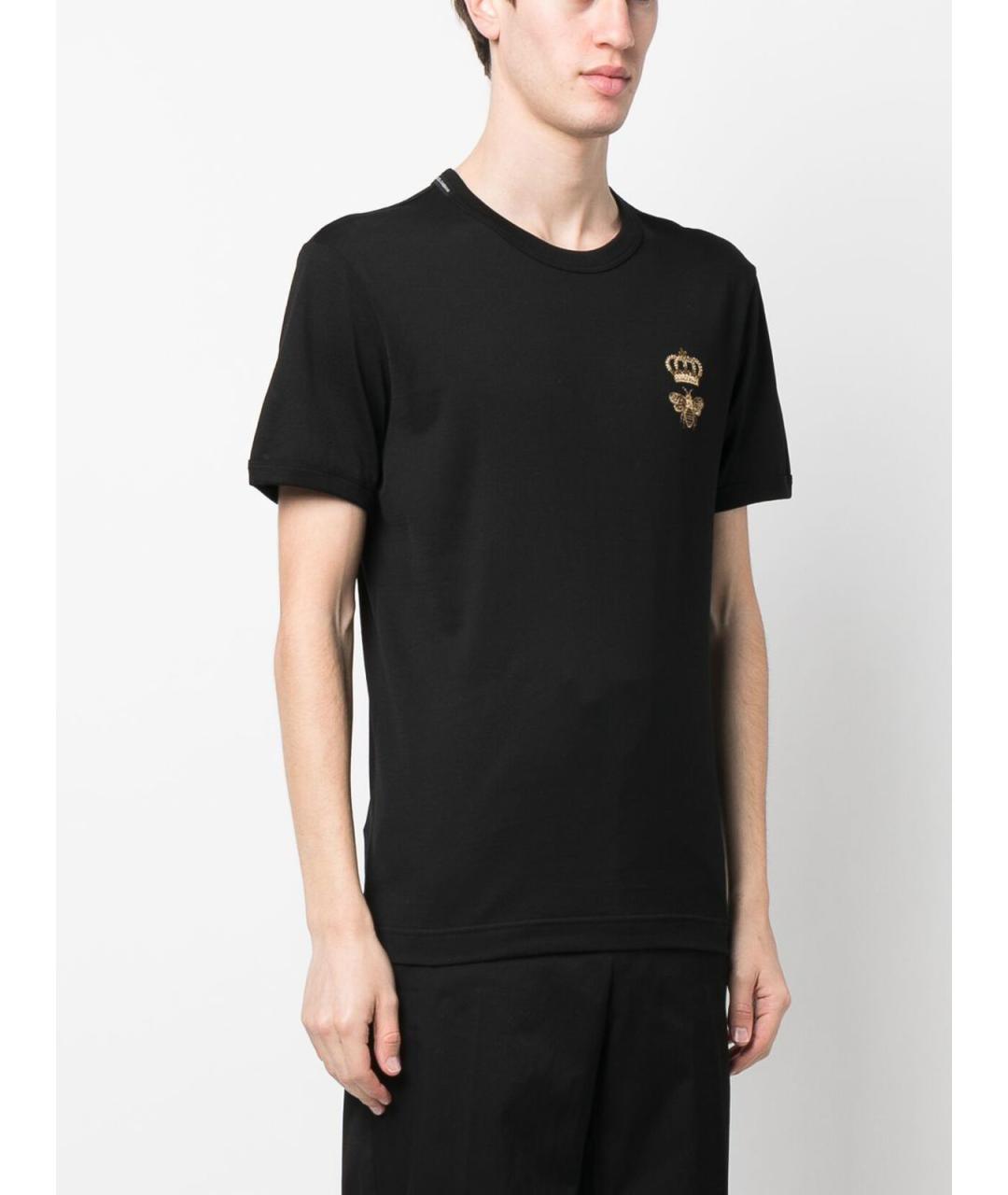 DOLCE&GABBANA Черная хлопковая футболка, фото 3