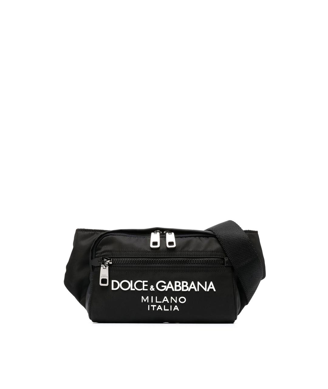 DOLCE&GABBANA Черная тканевая поясная сумка, фото 1