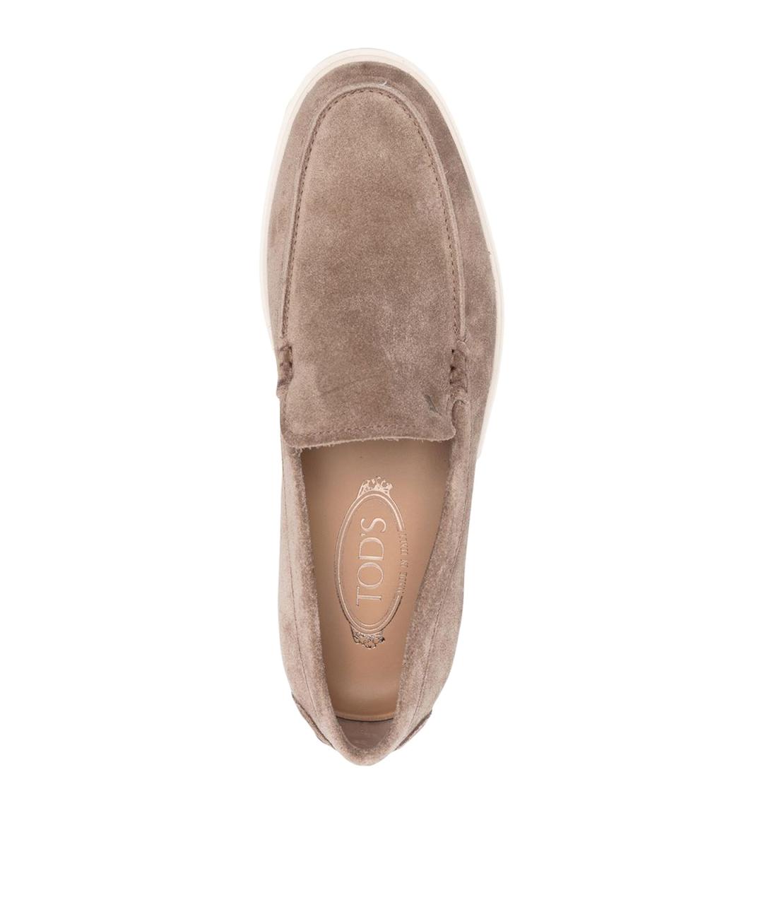 TOD'S Бежевые замшевые лоферы, фото 4