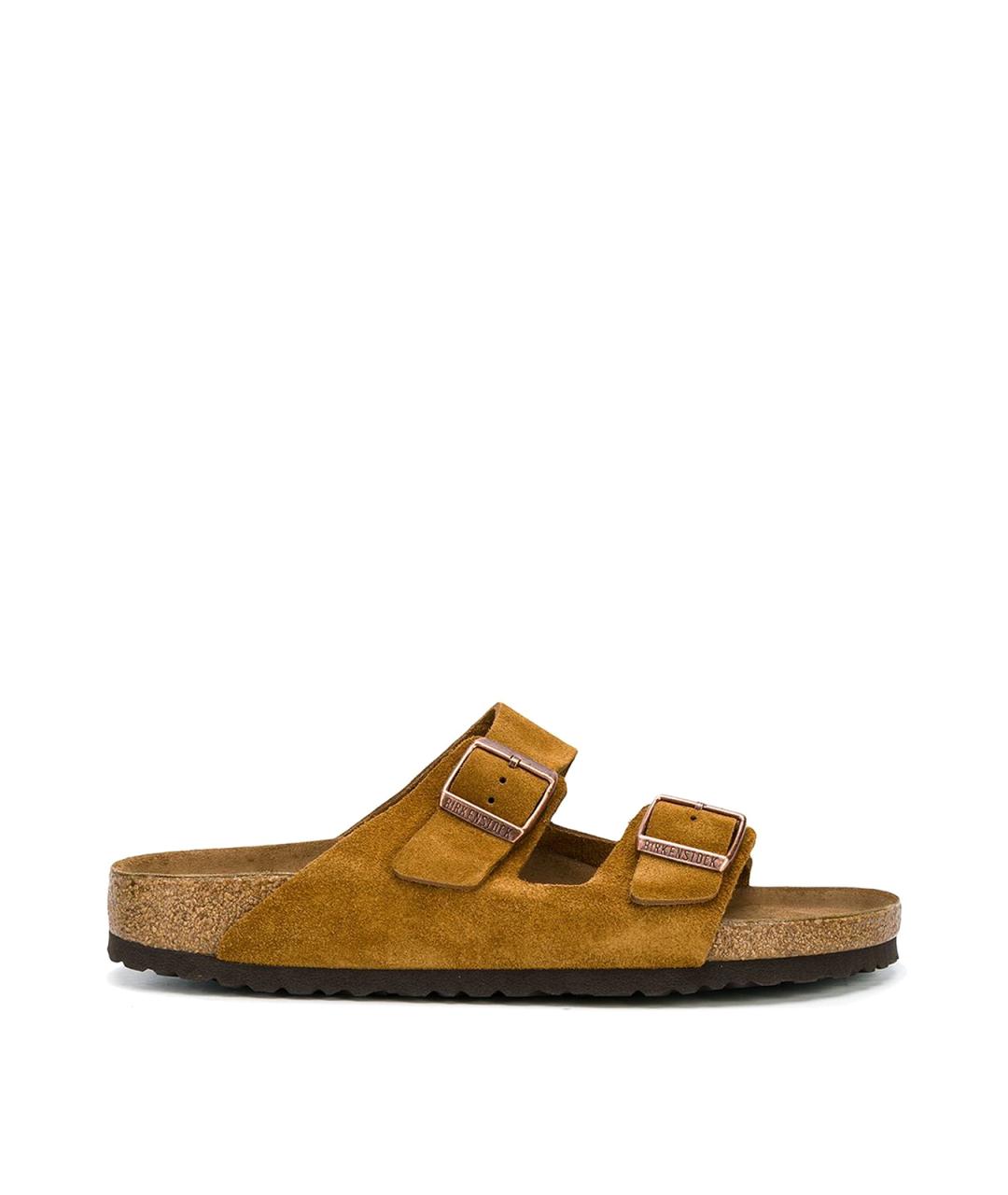 BIRKENSTOCK Коричневые замшевые шлепанцы, фото 1