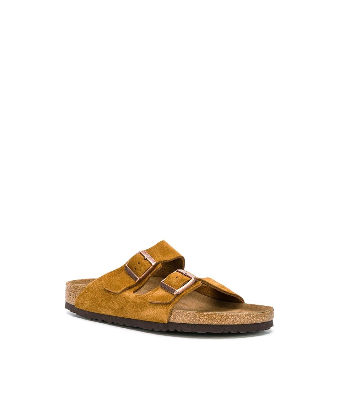 BIRKENSTOCK Коричневые замшевые шлепанцы, фото 2