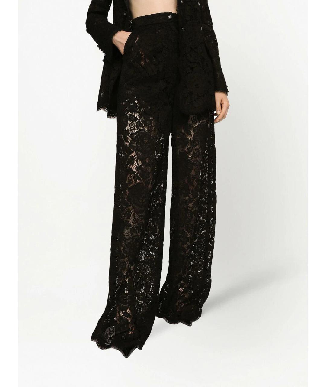 DOLCE&GABBANA Черные вискозные прямые брюки, фото 3