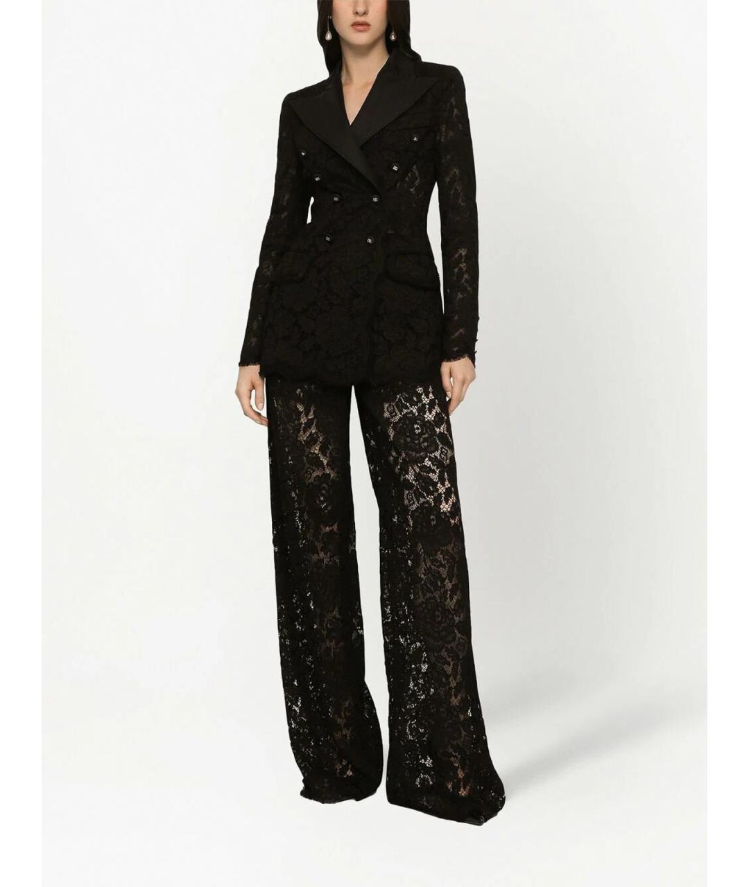 DOLCE&GABBANA Черные вискозные прямые брюки, фото 2