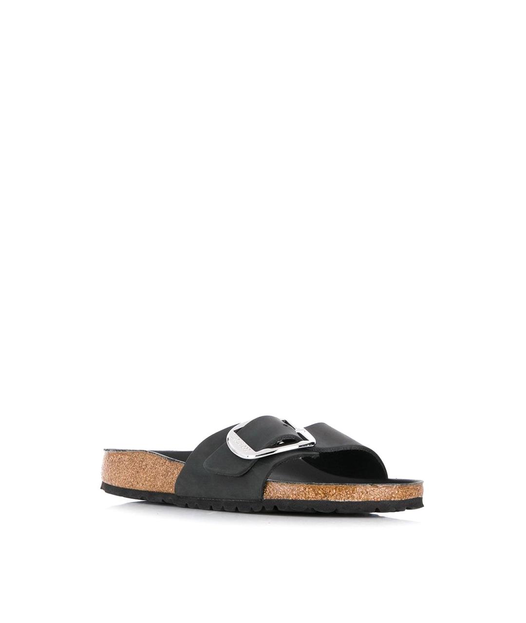 BIRKENSTOCK Черные кожаные шлепанцы, фото 2