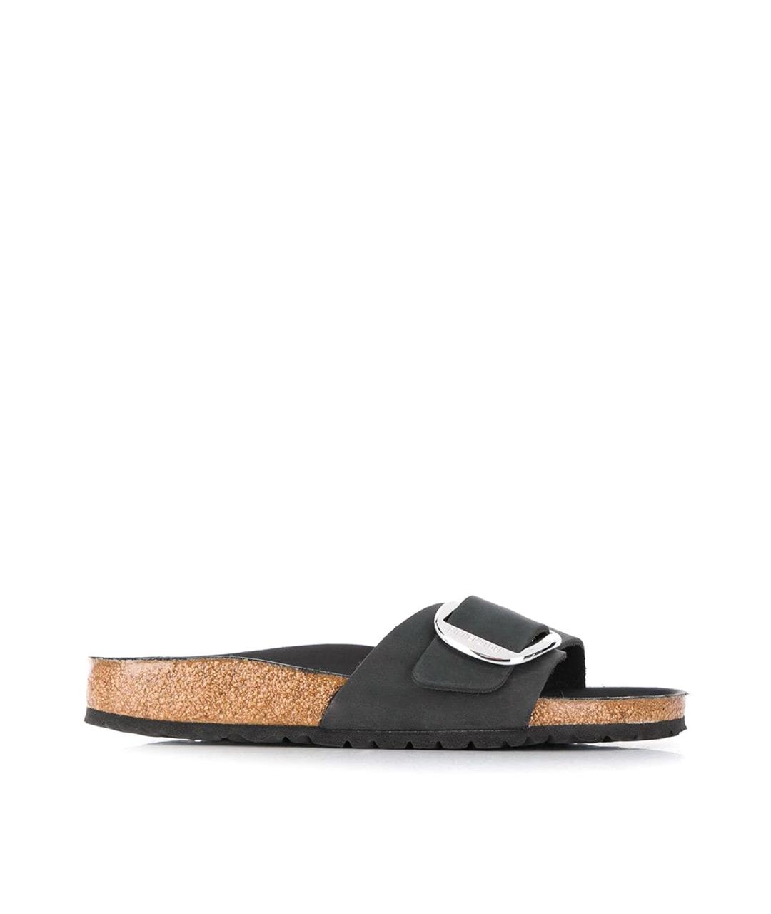 BIRKENSTOCK Черные кожаные шлепанцы, фото 1