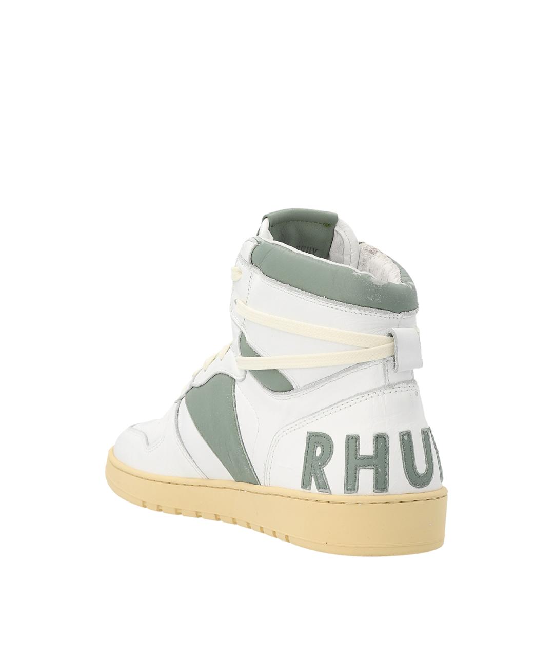 RHUDE Зеленые кожаные низкие кроссовки / кеды, фото 2