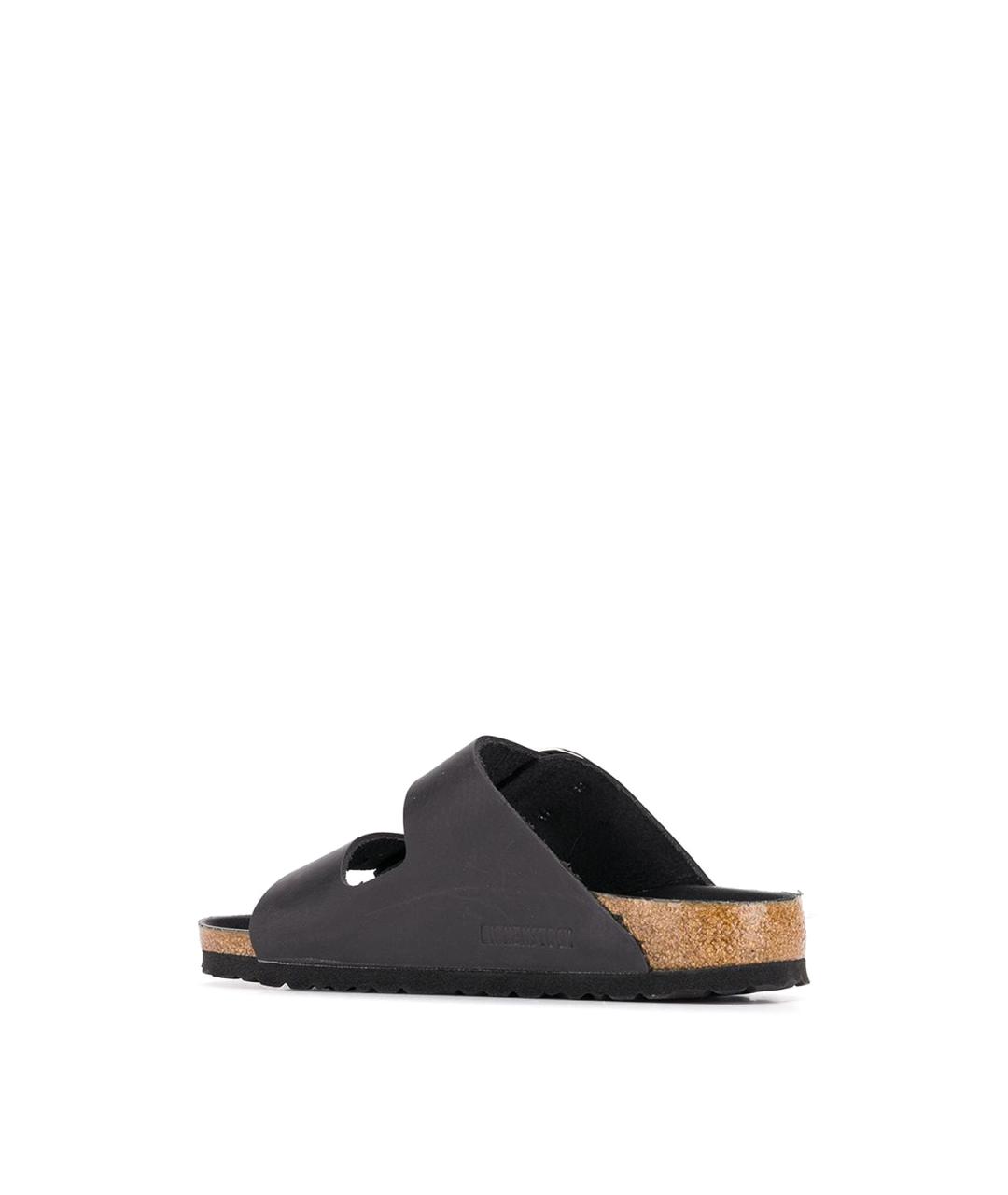 BIRKENSTOCK Черные кожаные шлепанцы, фото 3