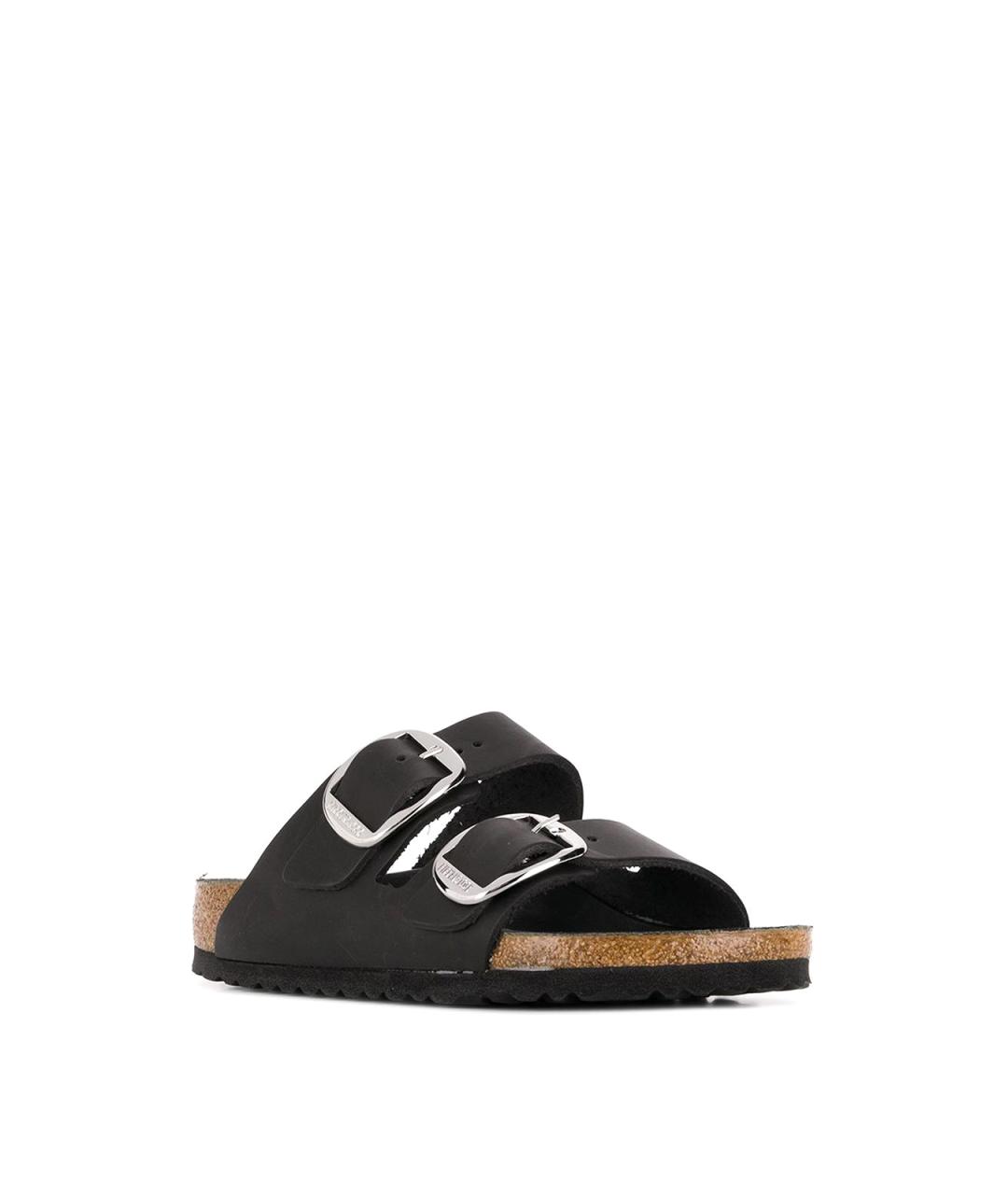 BIRKENSTOCK Черные кожаные шлепанцы, фото 2