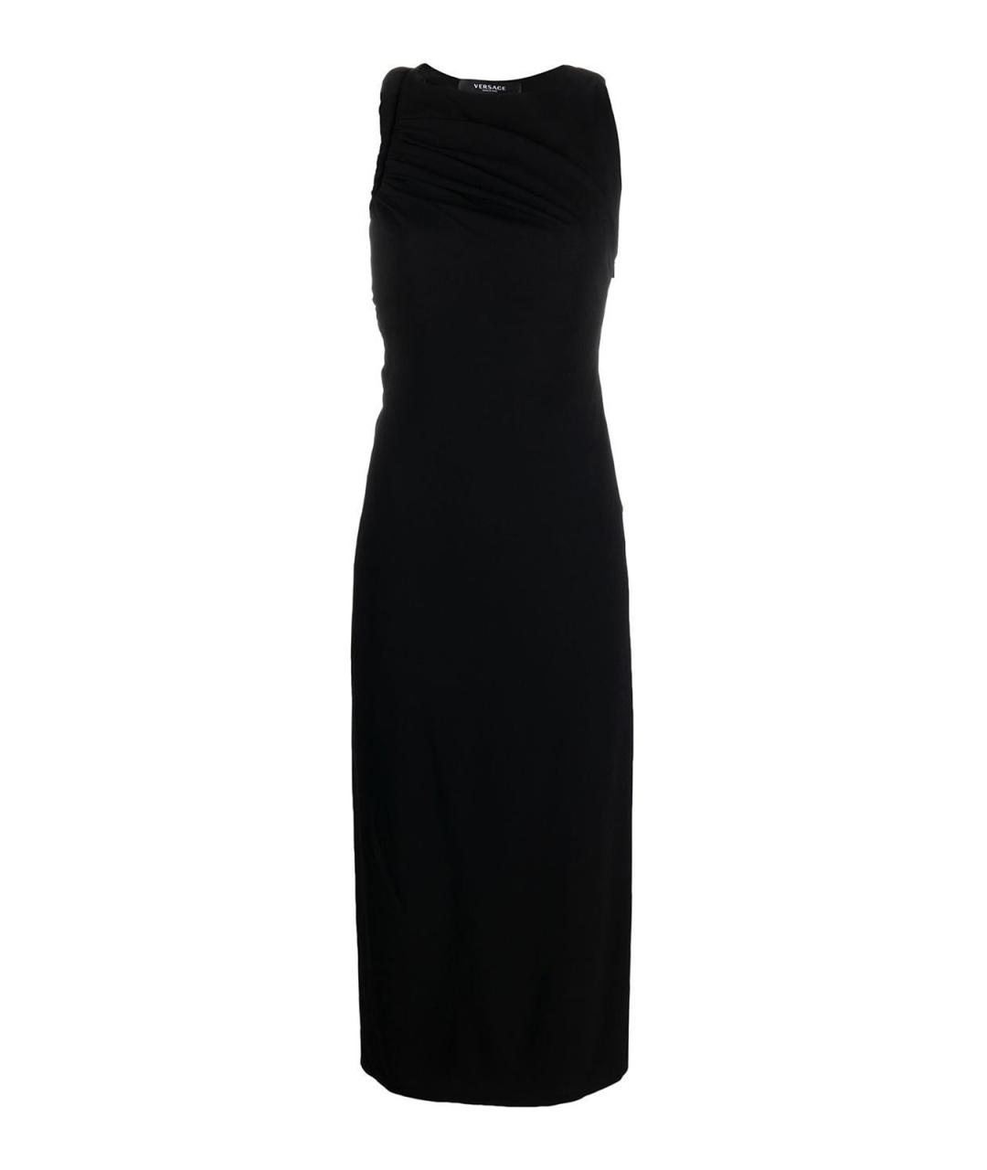 VERSACE Черное вискозное коктейльное платье, фото 1