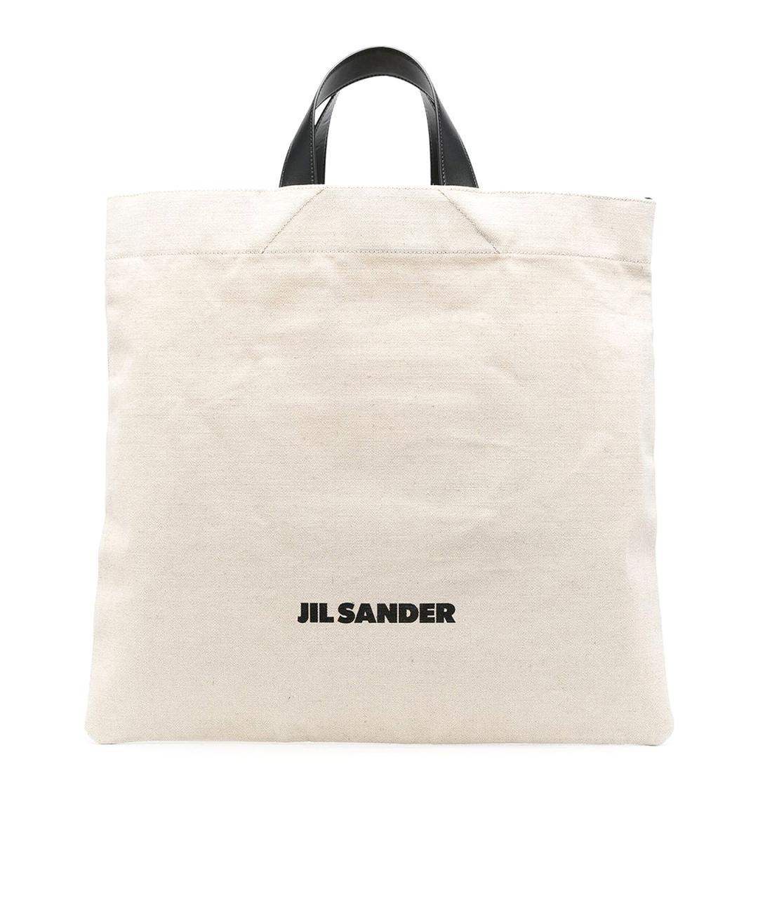 JIL SANDER Бежевая хлопковая сумка тоут, фото 1