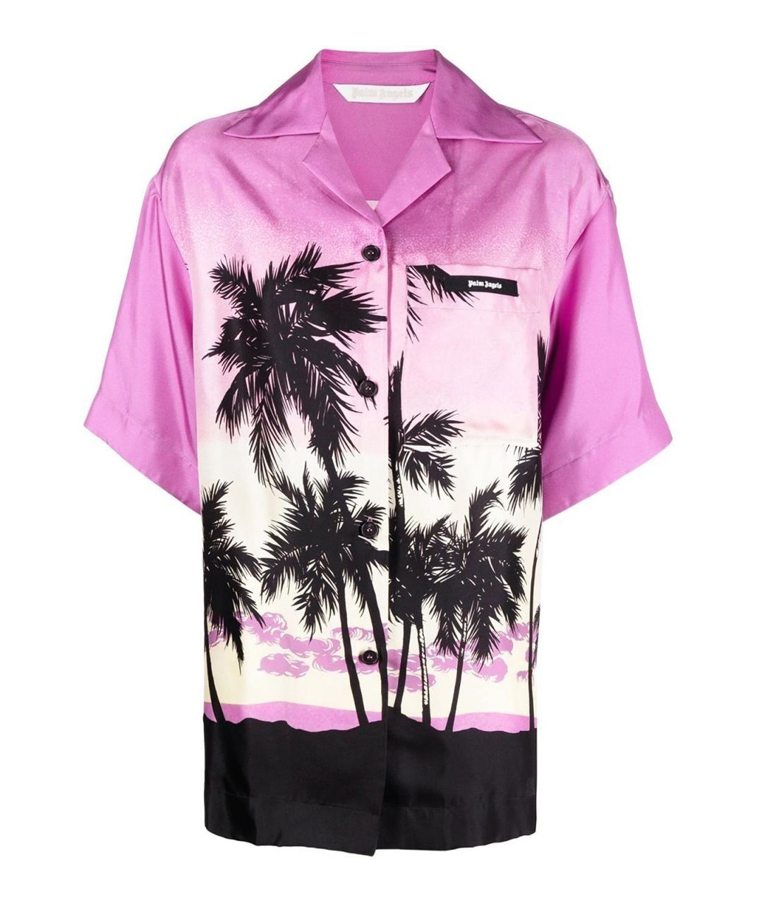 PALM ANGELS Фиолетовая шелковая рубашка, фото 1