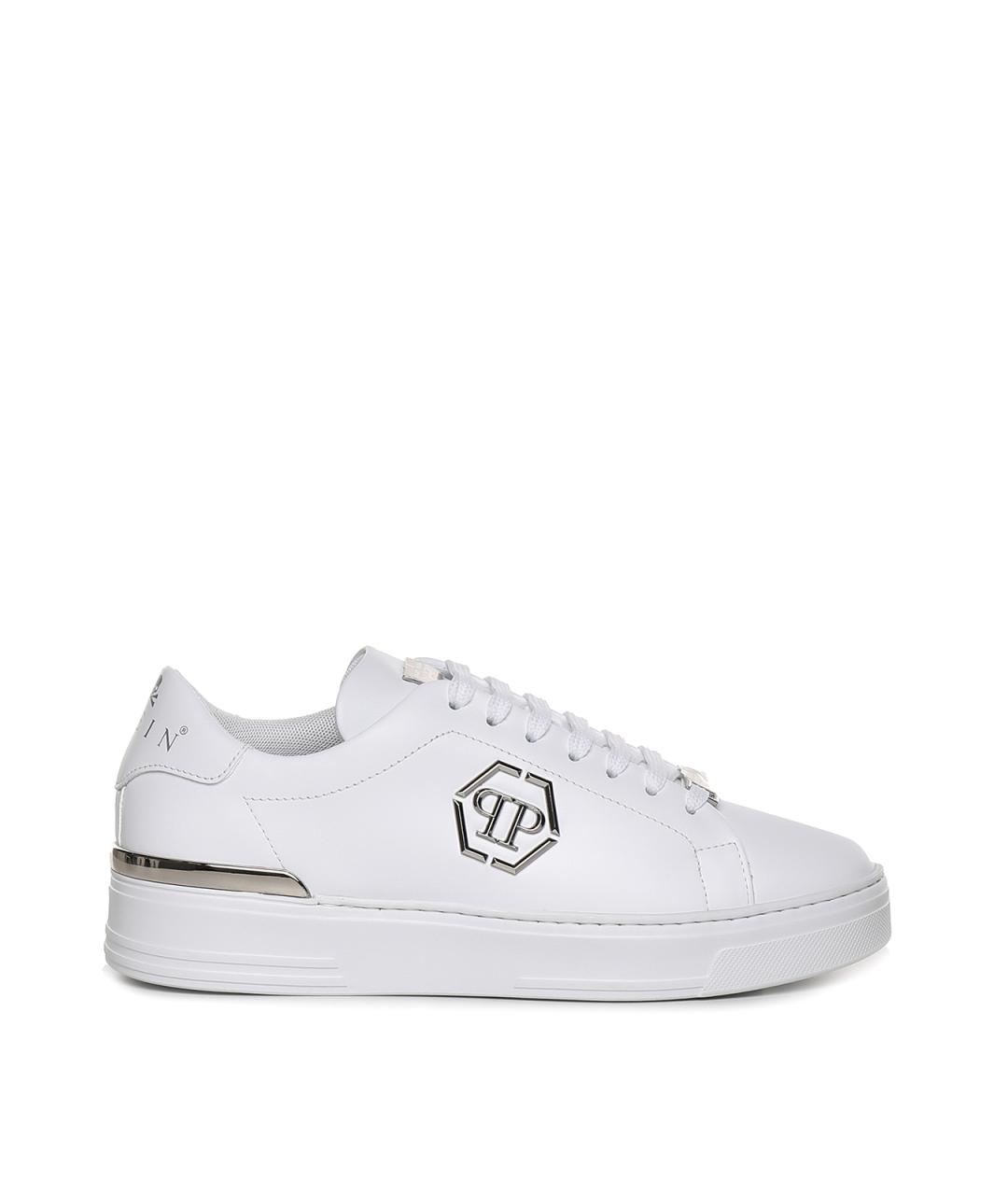 PHILIPP PLEIN Белые кожаные низкие кроссовки / кеды, фото 1