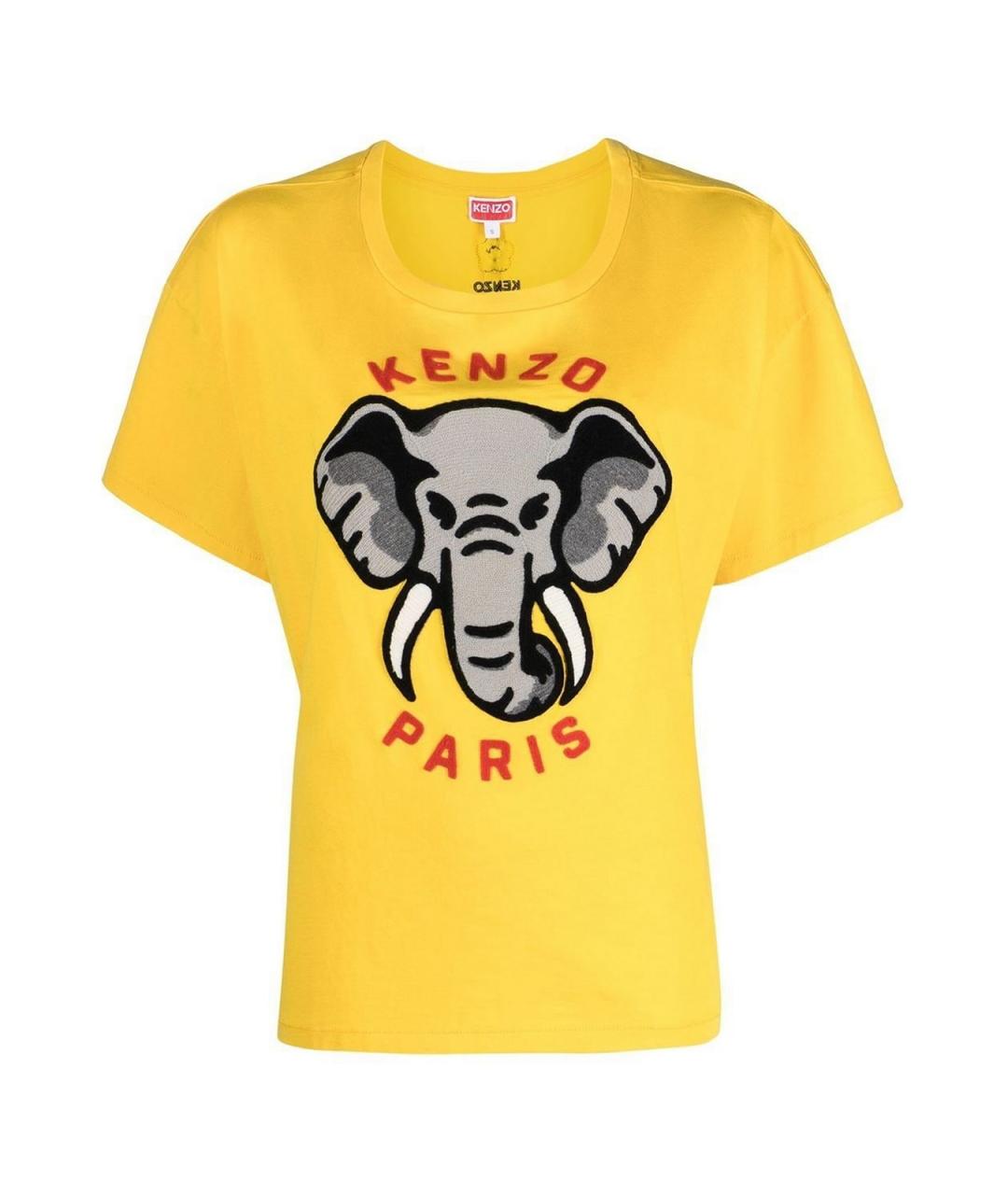 KENZO Желтая хлопковая футболка, фото 1