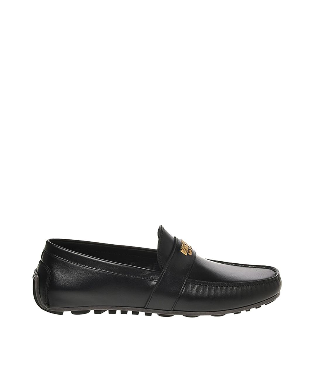 MOSCHINO Черные кожаные лоферы, фото 1