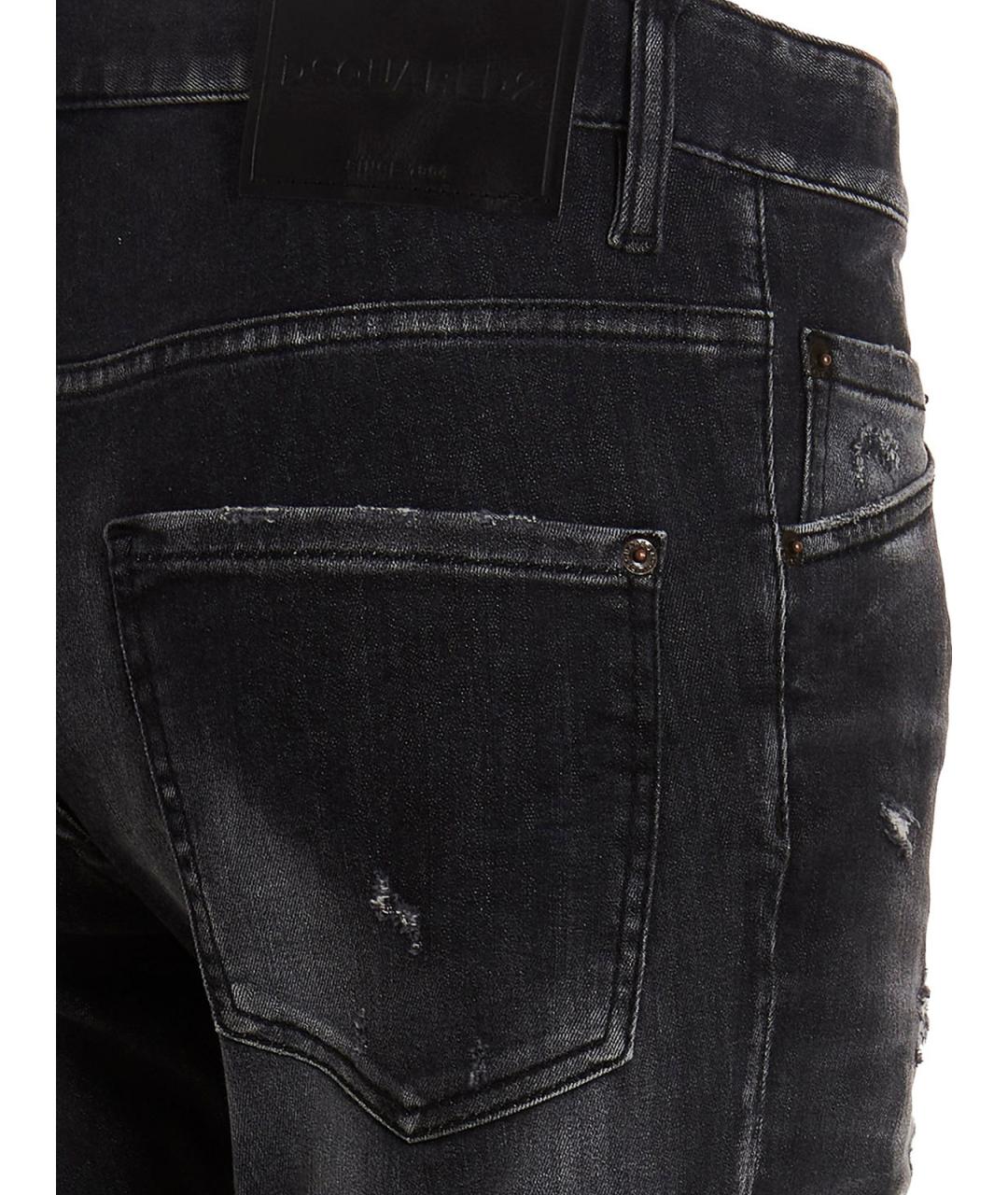 DSQUARED2 Черные хлопко-эластановые джинсы скинни, фото 4