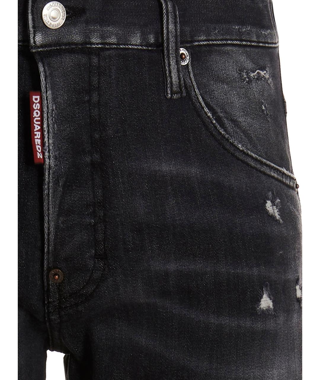 DSQUARED2 Черные хлопко-эластановые джинсы скинни, фото 3