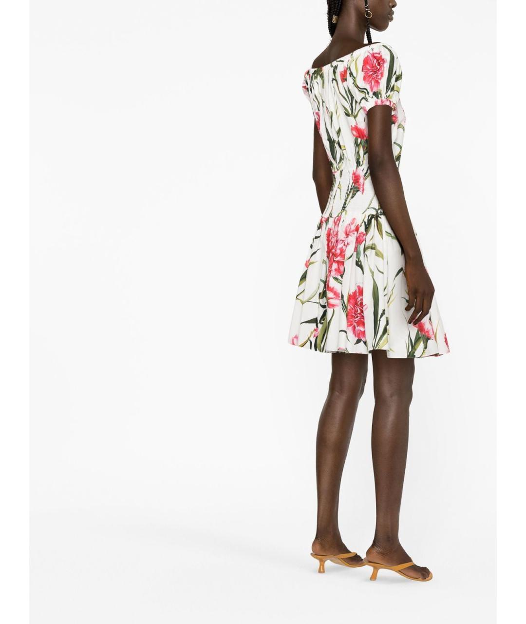DOLCE&GABBANA Белое хлопковое повседневное платье, фото 4