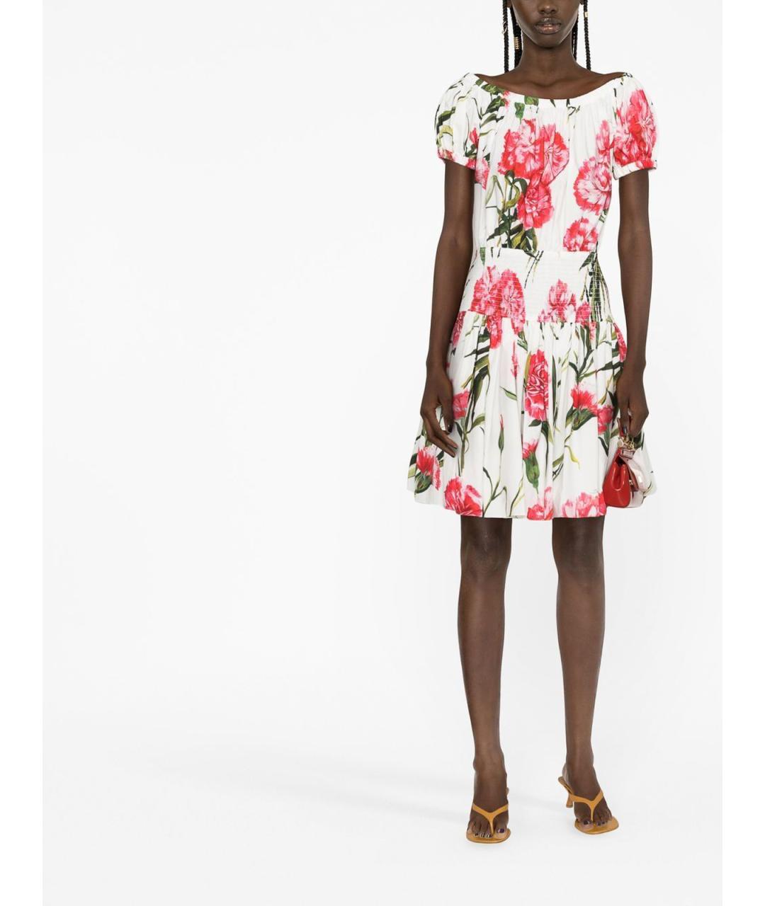 DOLCE&GABBANA Белое хлопковое повседневное платье, фото 2