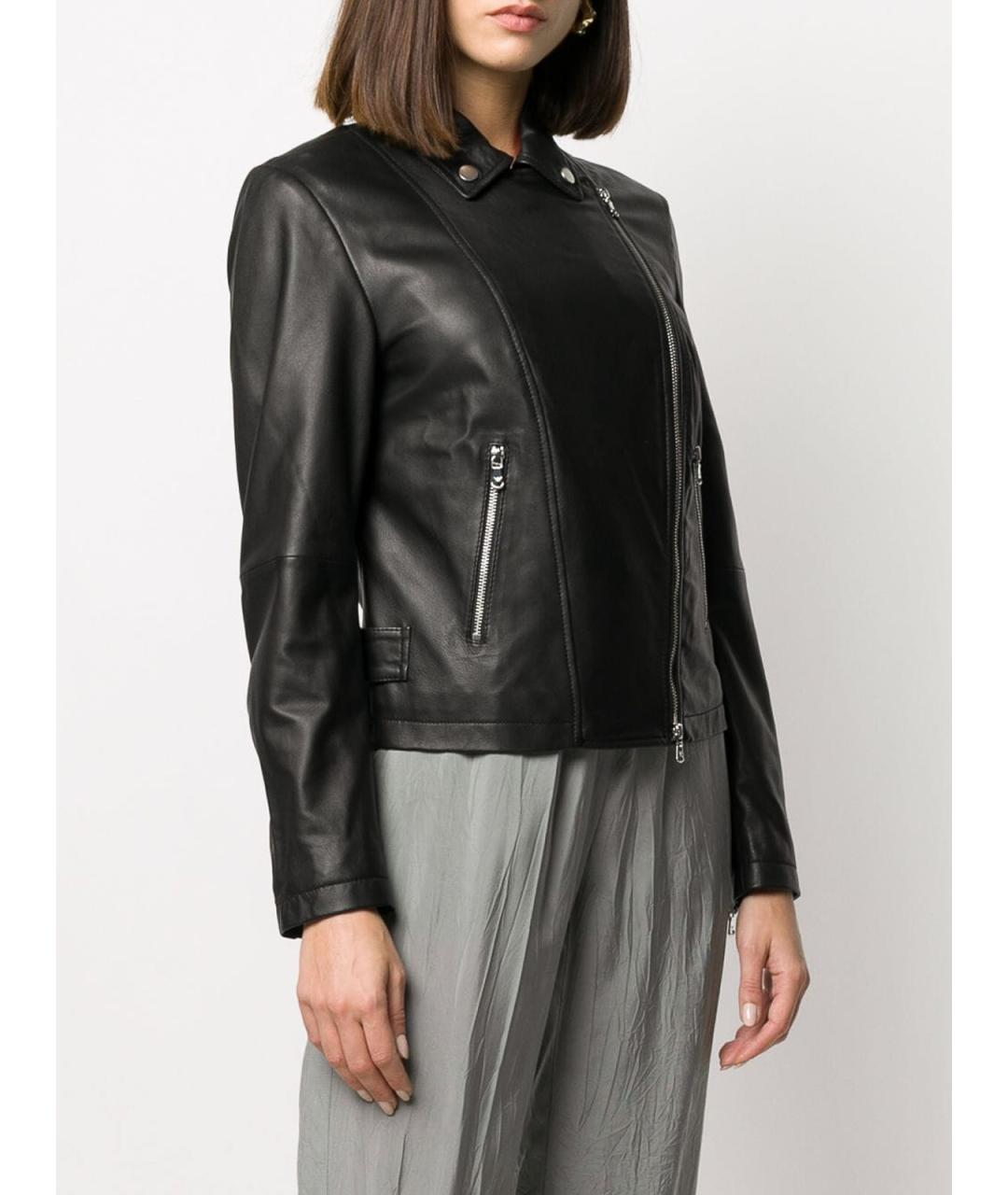 EMPORIO ARMANI Черная кожаная куртка, фото 3