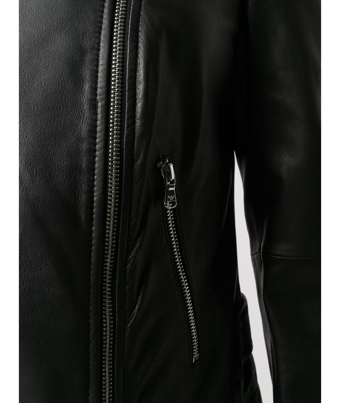 EMPORIO ARMANI Черная кожаная куртка, фото 5