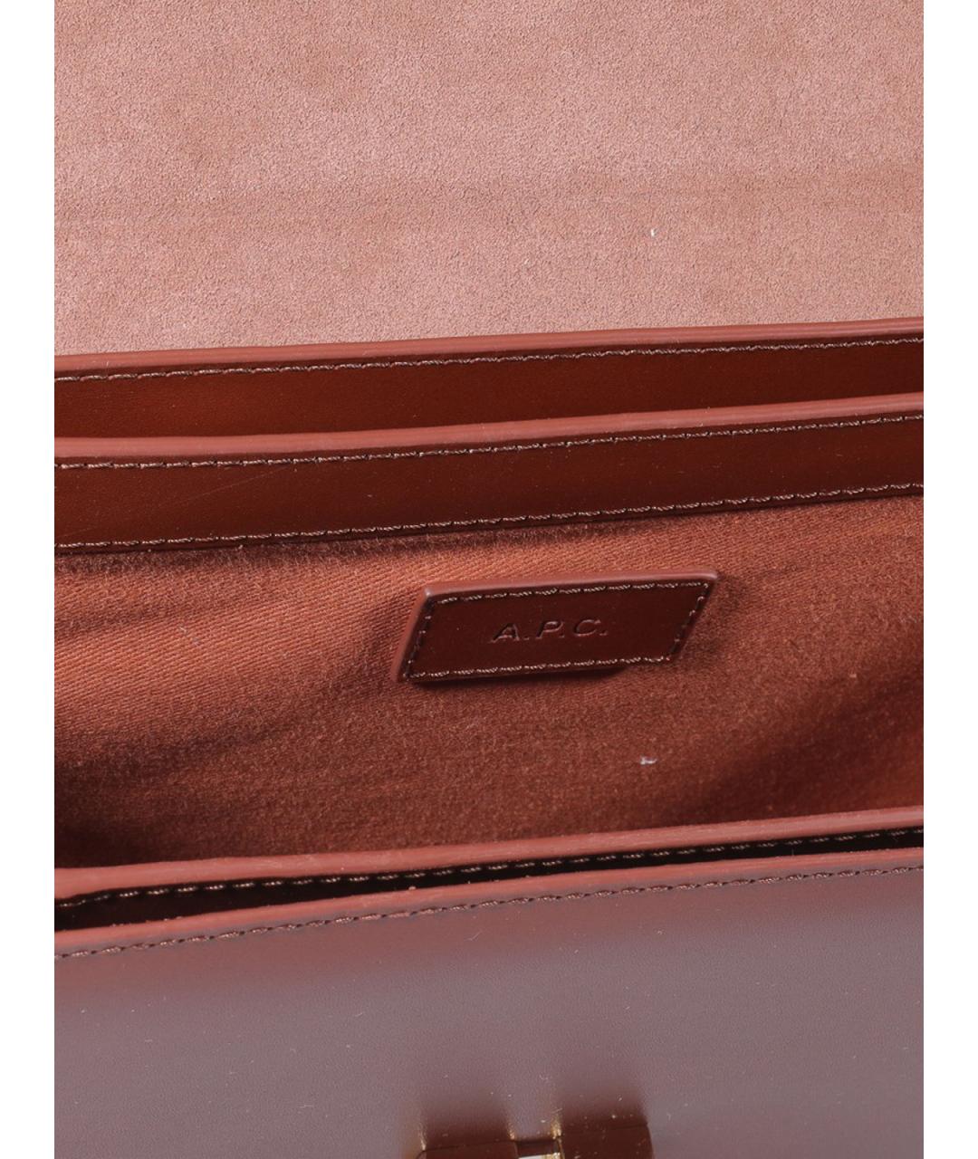 A.P.C. Коричневая кожаная сумка через плечо, фото 4